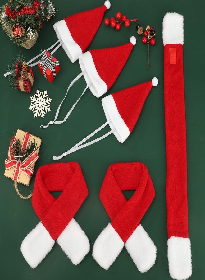 Maniaacer 6 Pcs Christmas Santa Hat with Scarf Pet Costume Set Holiday Outfit Costumes Pets Santa Hat Scarf Set for Pet Small Cat Dog Puppy Christmas Party Costume Dress Up Supplies - Image 4